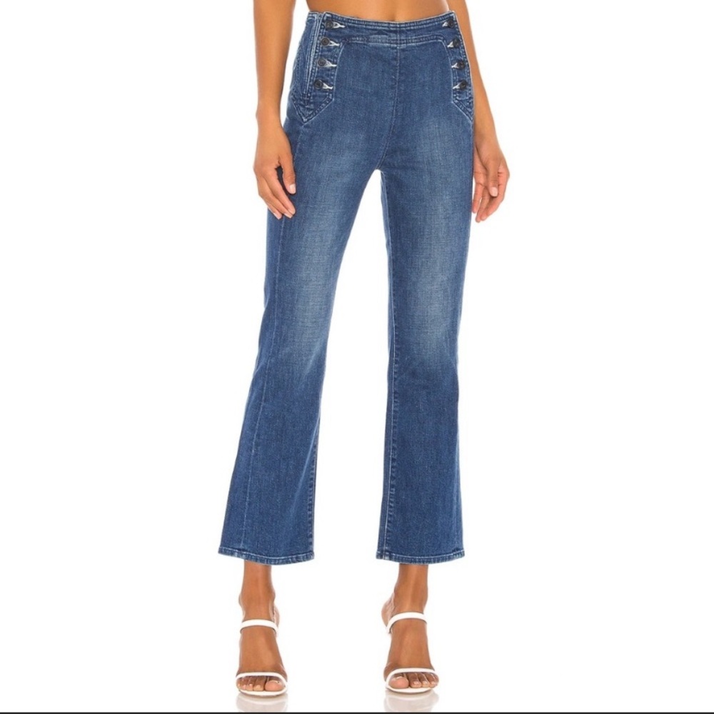MOTHER High Waisted Button-Up Kick Flare Jeans
